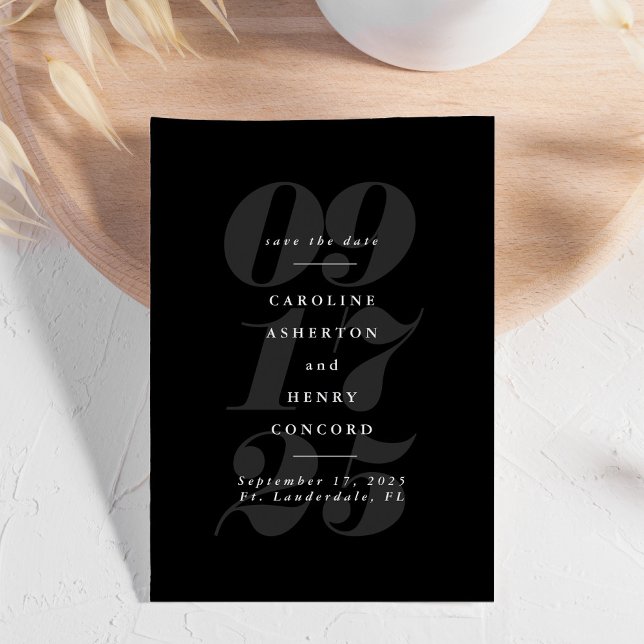 Date Élégant noir et blanc tendance audacieuse save the (Créateur téléchargé)