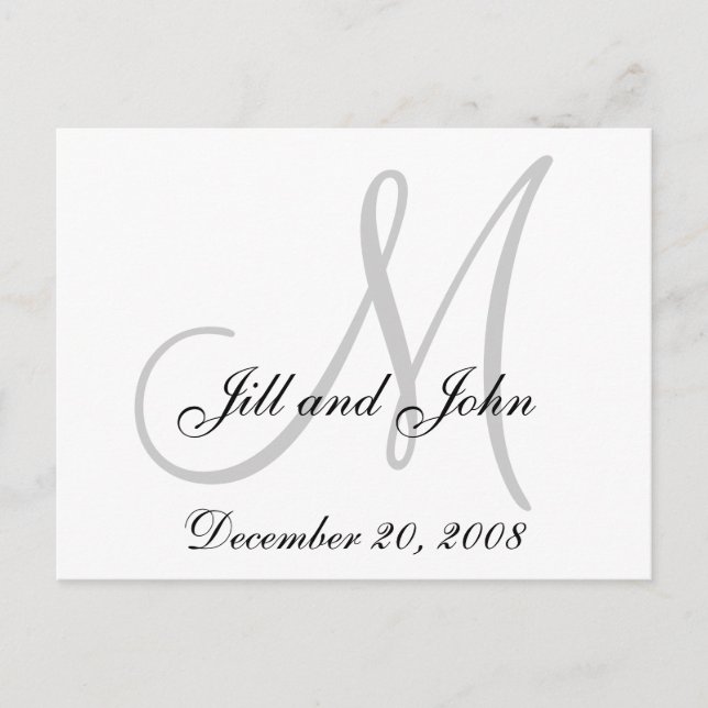 Date, First Names and Initial Monogram Postcard (Front)