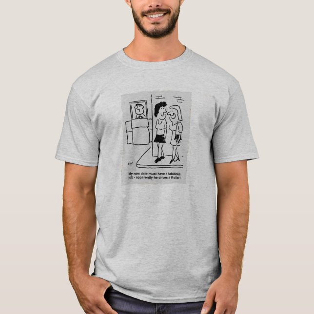 Date is Driving a Road Roller Cartoon T-Shirt (Front)