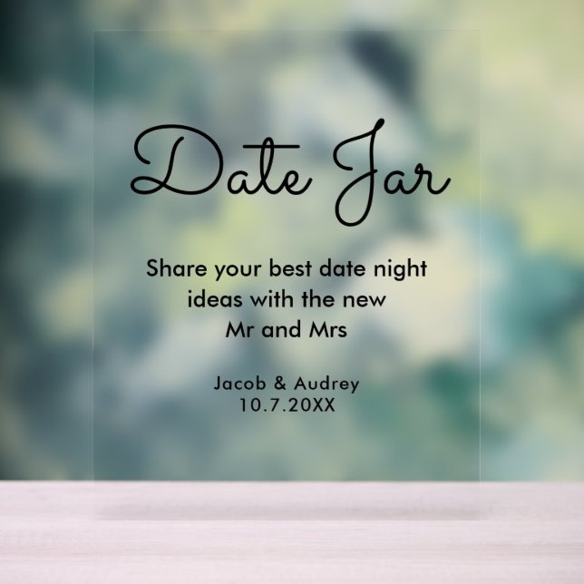 Date Jar  Wedding Shower  Acrylic Sign (Neutral)