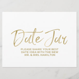 Date Jar Wedding Sign Stylish Gold Hand Lettered Invitation
