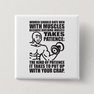 Date Men With Muscles - Funny Bodybuilding 2 Inch Square Button