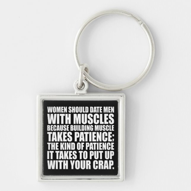 Date Men With Muscles - Funny Bodybuilding Keychain (Front)