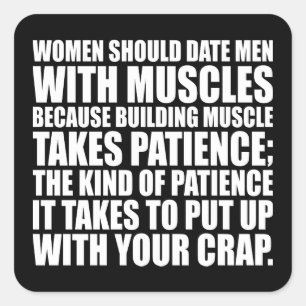 Date Men With Muscles - Funny Bodybuilding Square Sticker