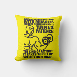 Date Men With Muscles - Funny Bodybuilding Throw Pillow