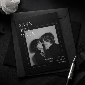Date Minimalist Editorial Black White Photo Save the