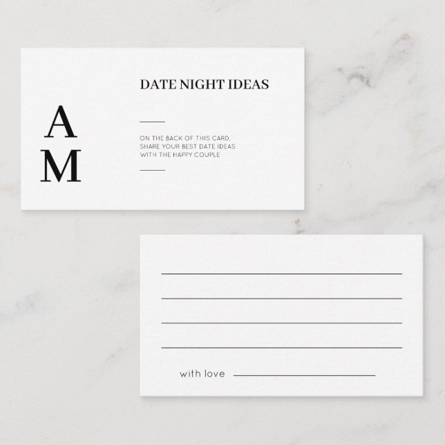Date moderne Idées de nuit Cartes de mariage (Devant / Derrière)
