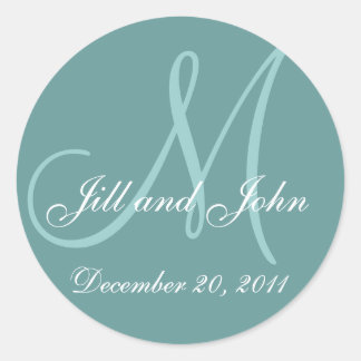 Date Names and Initial Monogram Blue Sticker