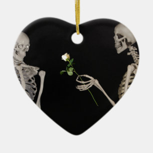 Date night Cute skeleton couple Ceramic Ornament