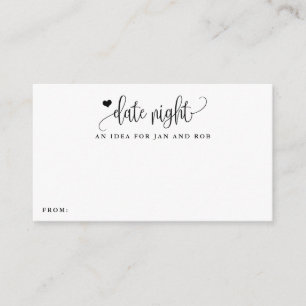Date Night Idea Heart Minimalist Calligraphy Cards