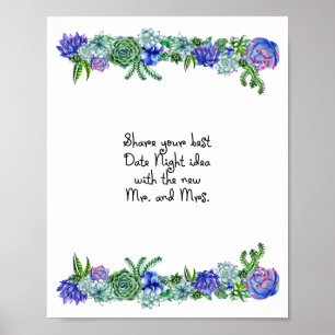 Date Night Idea Sign Succulent