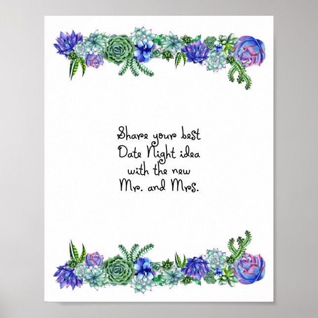 Date Night Idea Sign Succulent (Front)
