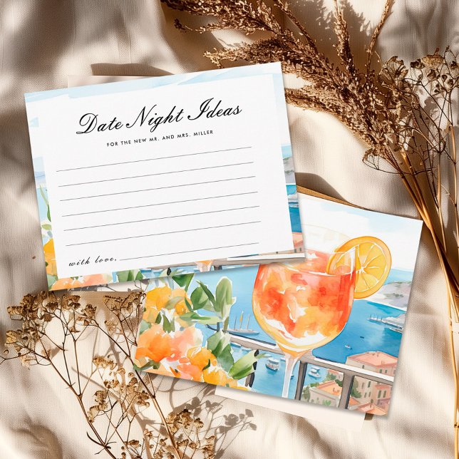 Date Night Ideas Aperol Spritz Bridal Shower Enclosure Card (Creator Uploaded)