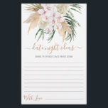Date Night ideas bridal shower card<br><div class="desc">Pampas Grass Boho chic date night ideas bridal shower game card</div>