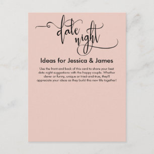Date Night Ideas Elegant Blush Pink Advice Card
