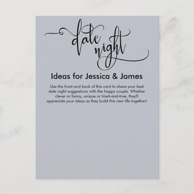 Date Night Ideas Elegant Dusty Blue Advice Card (Front)