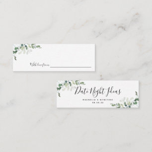 Date Night Ideas Eucalyptus Bridal Shower Wedding Calling Card