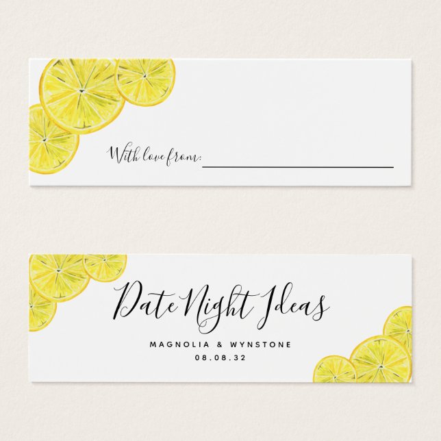 Date Night Ideas Lemons Fête des mariées Mariage (Devant & derrière)