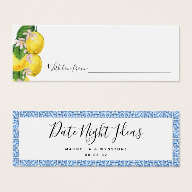 Date Night Ideas Lemons Fête des mariées Mariage (Devant & derrière)