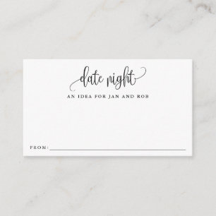 Date Night Ideas, Minimalist Calligraphy Cards