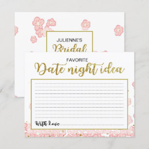 Date Night Ideas   Pink and Gold Glitter Floral Invitation