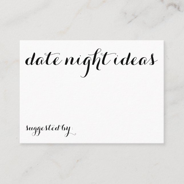 Date Night Ideas Suggested By Cards (Front)