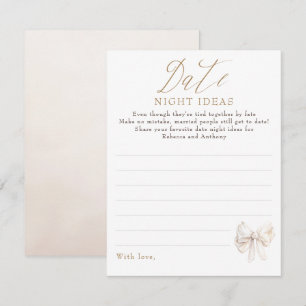 Date Night Ideas Whimsical Bow Bridal Shower Game Enclosure Card
