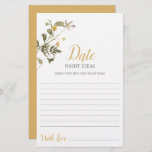 Date Night ideas wildflower bridal shower card<br><div class="desc">Wildflower spring floral date night ideas bridal shower game card</div>