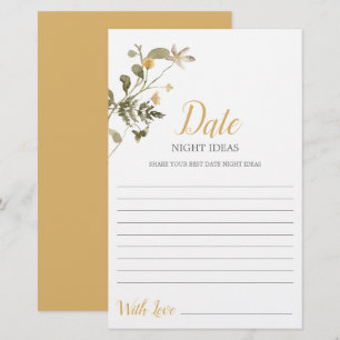Date Night ideas wildflower bridal shower card