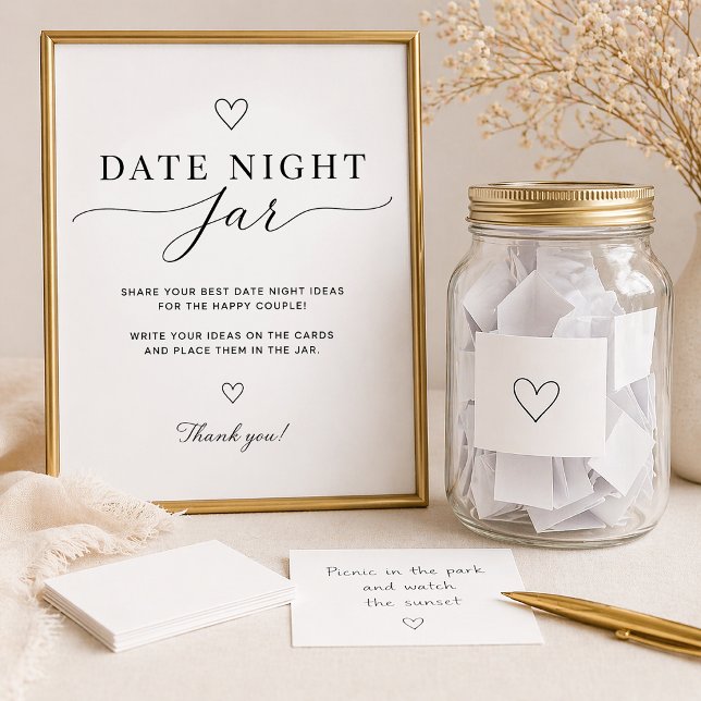 Date Night Jar Sign Printable Bridal Shower Game (Bridal Shower Game)