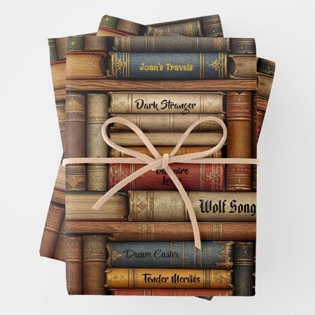 Date Night with a Book Customize Name Birthday Wrapping Paper Sheet (In situ)