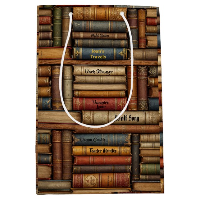 Date Night with a Book Customize Your Name Medium Gift Bag (Front)