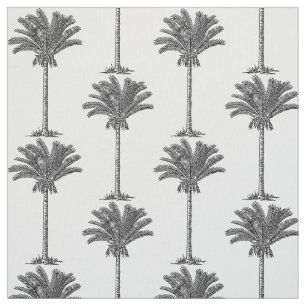 Date Palms Tree Pattern Line Drawing Style Fabric