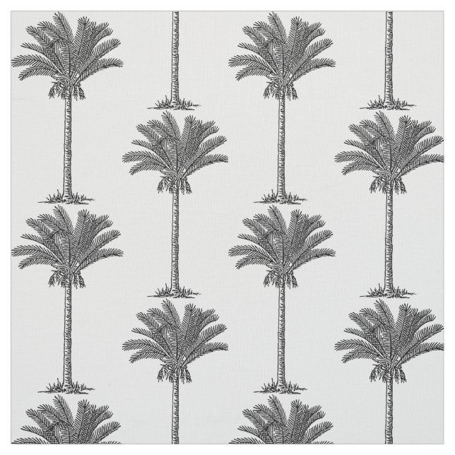 Date Palms Tree Pattern Line Drawing Style Fabric (Swatch)