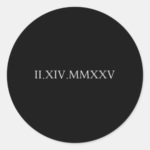 Date Roman Numerals Valentine's Day Couple Duo Chr Classic Round Sticker