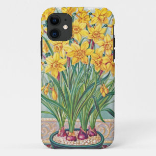 date rsvp flowers daffodil yellow vintage iPhone 11 case
