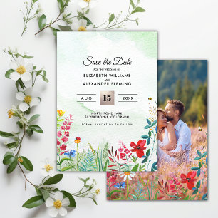 Date Save the date. prairie sauvage   Photocarte Fleur 