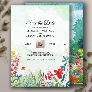 Date Save the Date. Wild Meadow   Summer Forest