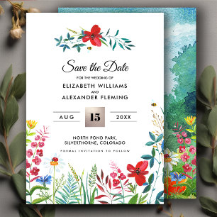 Date Save the Date. Wild Meadow   Summer Forest