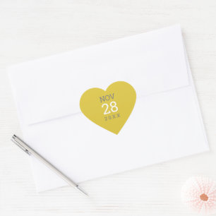 DATE STACK simple modern type mustard yellow grey Heart Sticker