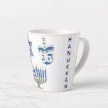 Dated Blue & White Hanukkah Small Latte Mug<br><div class="desc">Dated Blue & White Hanukkah Small Latte Mug</div>