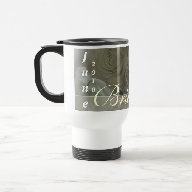 dated bridesmaid white travel mug (Left)