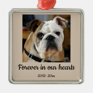 Dated Custom Photo  Bulldog Dog In Memory Metal Ornament