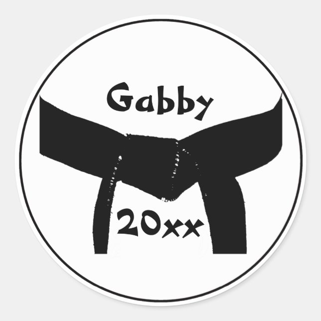 Dated Martial Arts Basic Black Belt Stickers (Front)