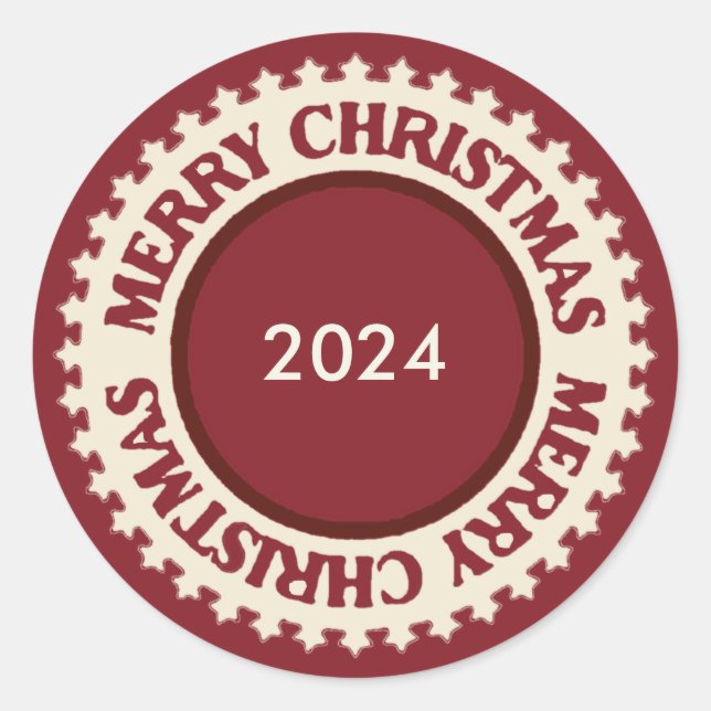Dated Personalized Christmas  Classic Round Sticker (Front)