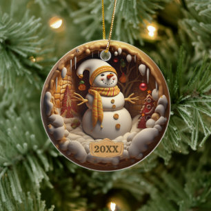 Dated Snowman Christmas Ornament