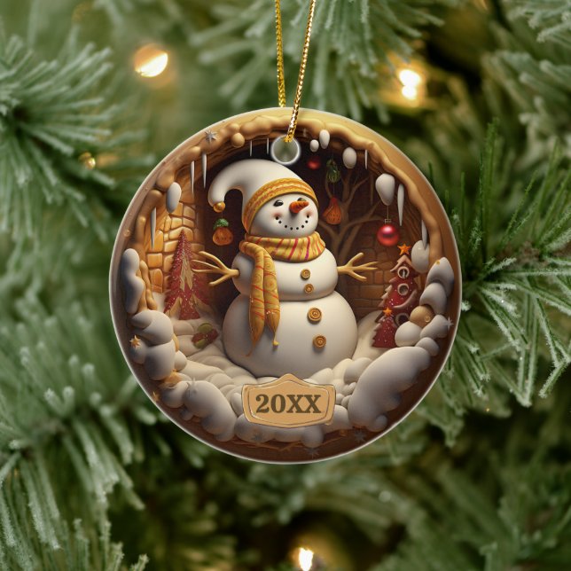 Dated Snowman Christmas Ornament (Tree)