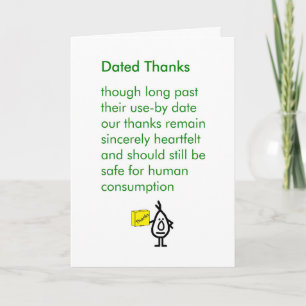 Dated Thanks - A Funny Belated Thank You Poem Card