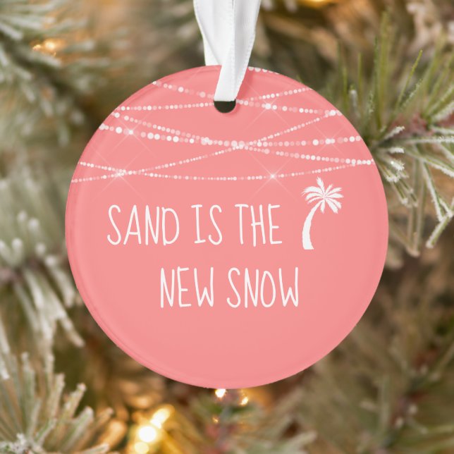 Dated Tropical Coral First Christmas in Florida Ornament (Tree)