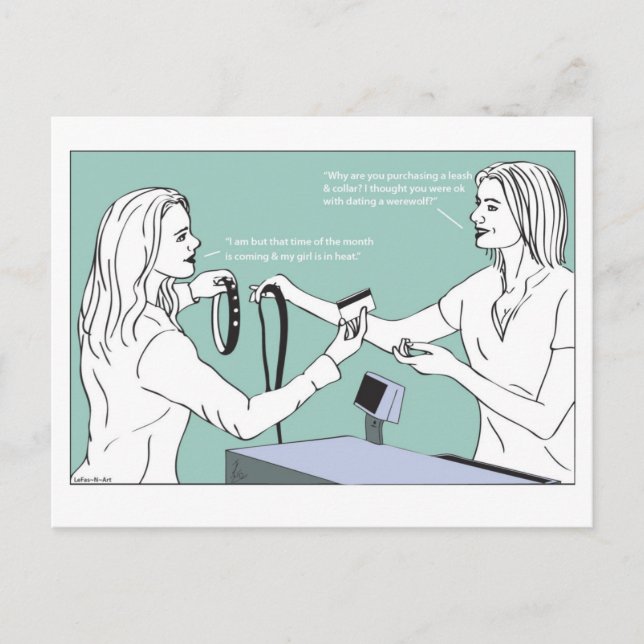 Dating a werewolf Postcard (Front)